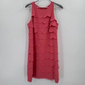 White House Black Market	Pink Scallop Sleeveless Shift Dress size 4